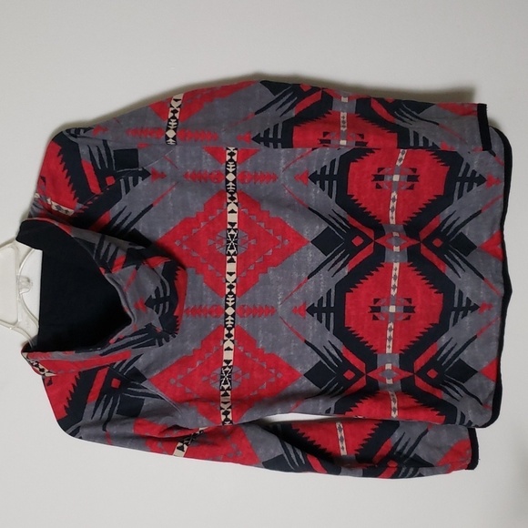 Lauren Ralph Lauren active red gray black Aztec southwestern print zip up hoodie - Picture 5 of 5